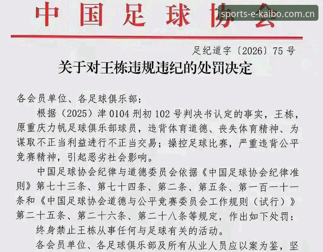 开博体育官方渠道 中国足协第三批禁足名单最新动态:17人终身禁足,48人受罚,职业足球生态加速净化